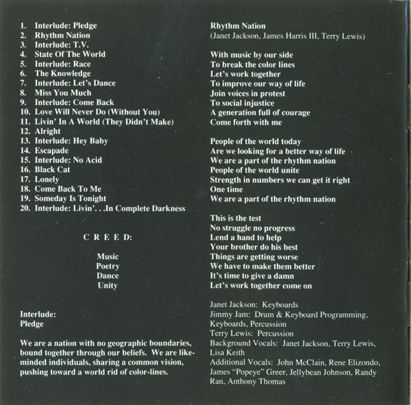 Janet Jackson : Janet Jackson's Rhythm Nation 1814 (CD, Album, DAD)