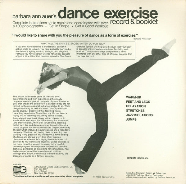 Barbara Ann Auer : Barbara Ann Auer's Dance Exercise Complete Volume One (LP, Album)