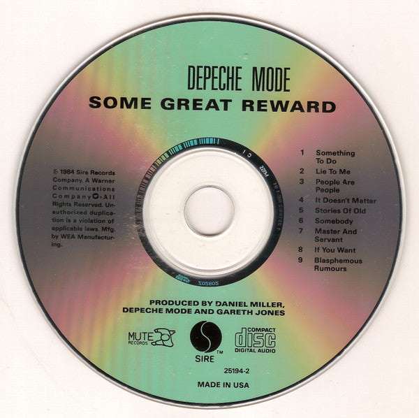 Depeche Mode : Some Great Reward (CD, Album, RP, WEA)