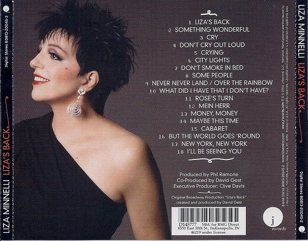 Liza Minnelli : Liza's Back (CD, Album, Club)