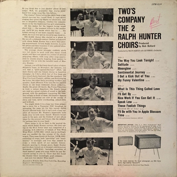 The 2 Ralph Hunter Choirs : Two's Company (LP, Album, Mono)