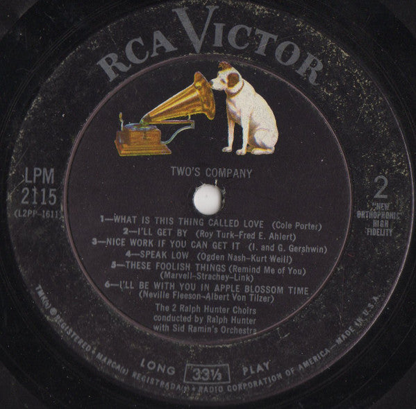 The 2 Ralph Hunter Choirs : Two's Company (LP, Album, Mono)