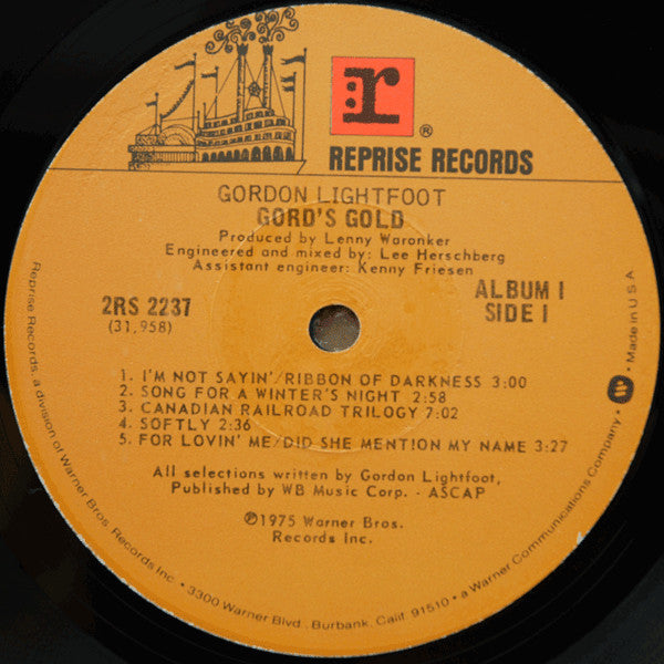 Gordon Lightfoot : Gord's Gold (2xLP, Album, Comp, Jac)