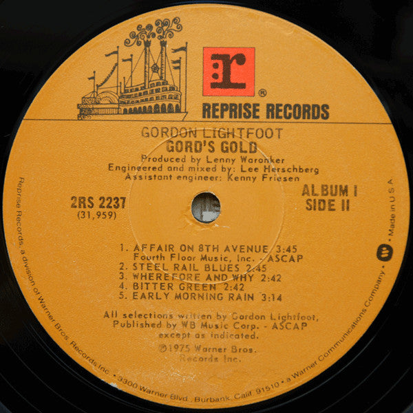Gordon Lightfoot : Gord's Gold (2xLP, Album, Comp, Jac)
