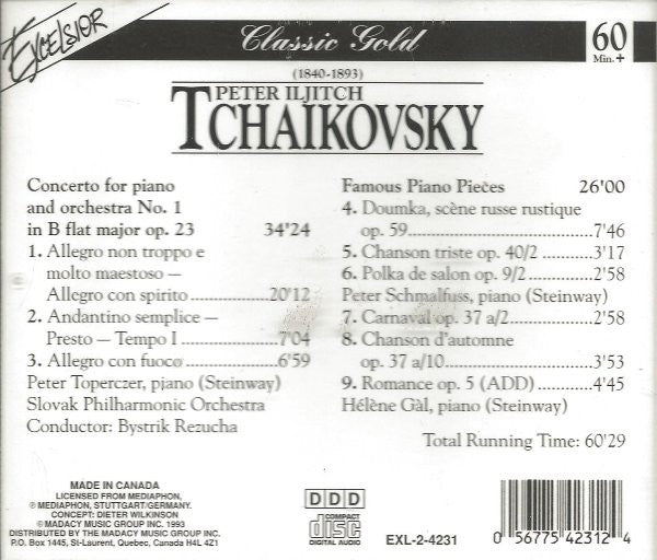 Pyotr Ilyich Tchaikovsky : Concerto For Piano And Orchestra No. 1 In B Flat Major Op. 23 / Famous Piano Pieces (CD, Comp)