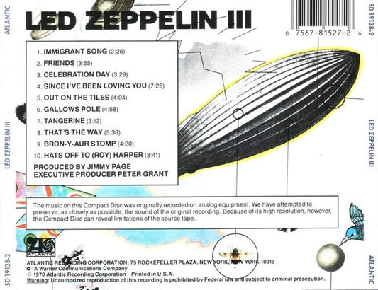 Led Zeppelin : Led Zeppelin III (CD, Album, RE)