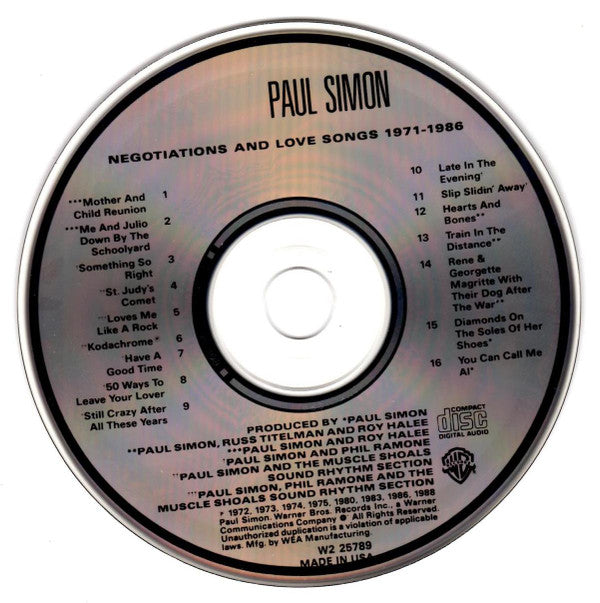 Paul Simon : Negotiations And Love Songs (1971-1986) (CD, Comp, Club)