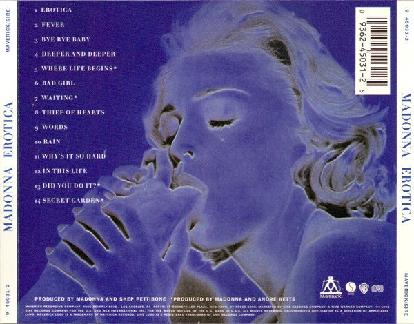 Madonna : Erotica (CD, Album, RP)
