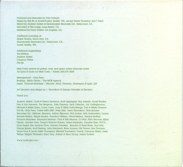 Matt Costa : Songs We Sing (CD, Album, RE)