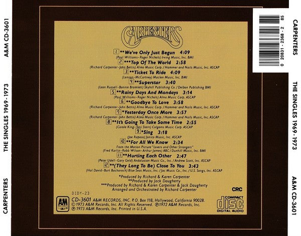 Carpenters : The Singles 1969-1973 (CD, Comp, Club, RE, CRC)