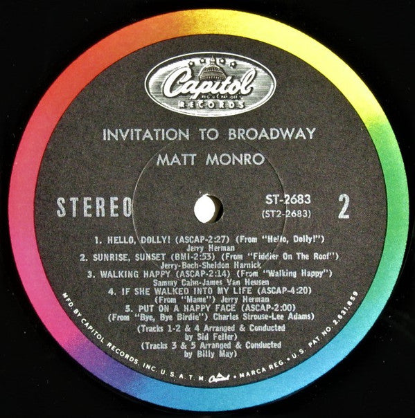 Matt Monro : Invitation to Broadway (LP, Album)