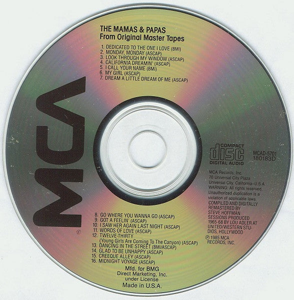The Mamas & The Papas : 16 Of Their Greatest Hits (CD, Comp, Club, RE, RM)