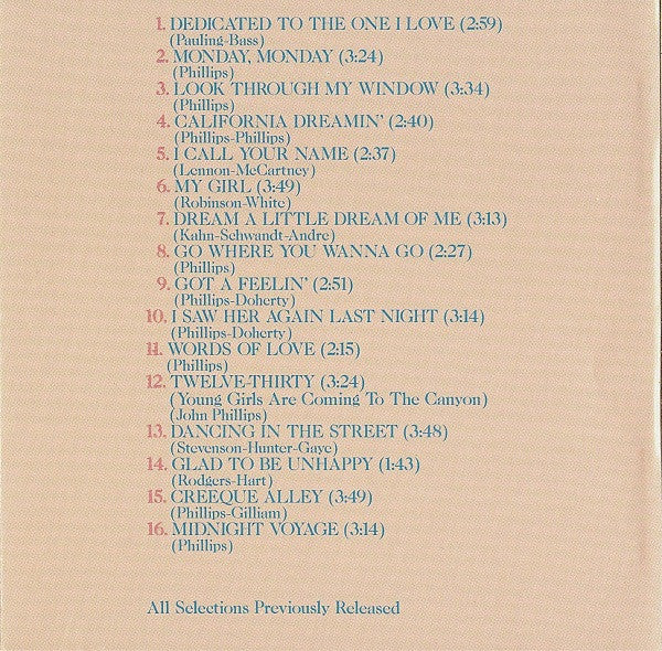 The Mamas & The Papas : 16 Of Their Greatest Hits (CD, Comp, Club, RE, RM)