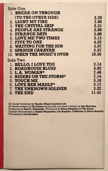 The Doors : The Best Of The Doors (Cass, Comp, RM, SR,)