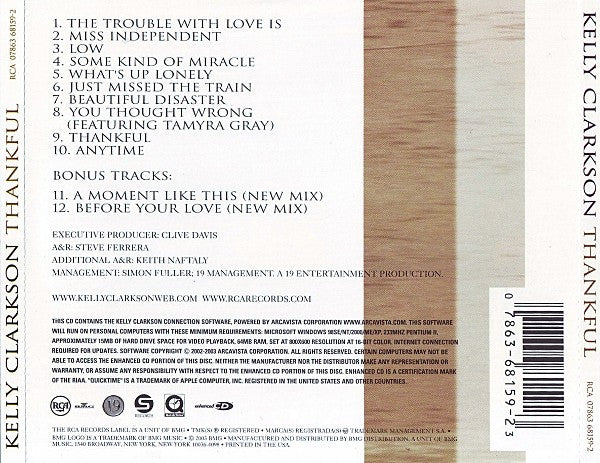 Kelly Clarkson : Thankful (CD, Album, Enh, Son)