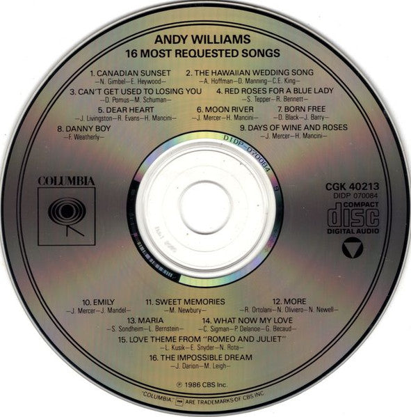 Andy Williams : 16 Most Requested Songs (CD, Comp)