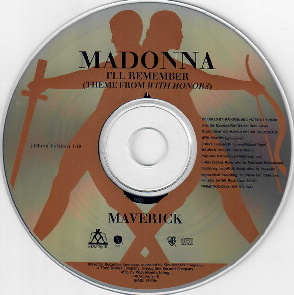 Madonna : I'll Remember (CD, Single, Promo)