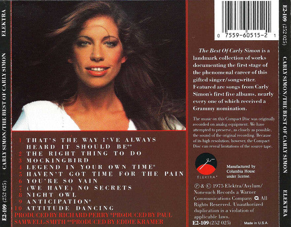 Carly Simon : The Best Of Carly Simon (CD, Comp, Club, RE)