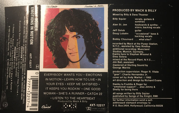 Billy Squier : Emotions In Motion (Cass, Album)