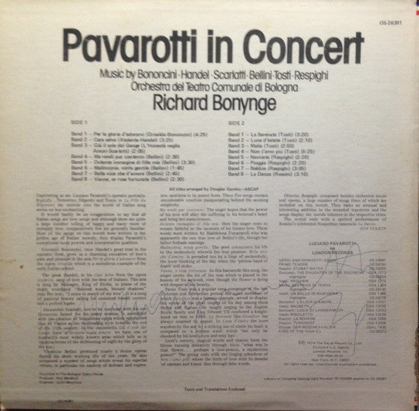 Luciano Pavarotti - Pavarotti In Concert (LP) (VG+) - Endless Media