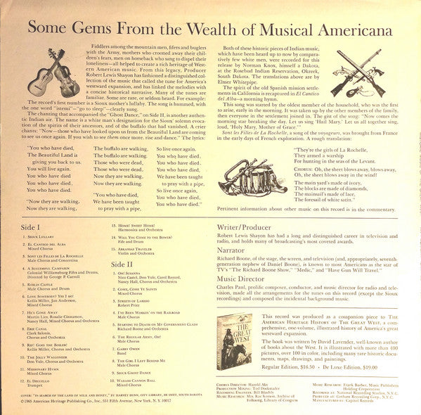 Robert Lewis Shayon, Richard Boone (2), Charles Paul : Historic Music Of The Great West (LP, Album, Mono)