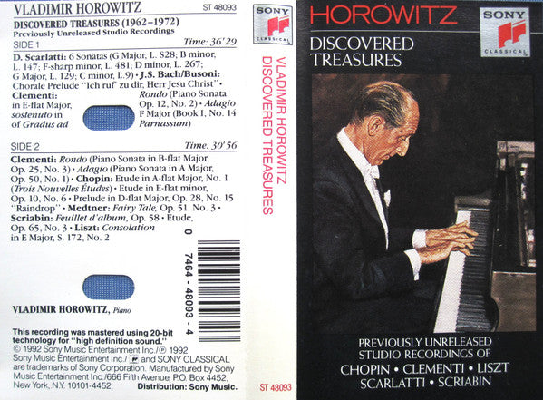 Vladimir Horowitz : Discovered Treasures (Cass, Album)