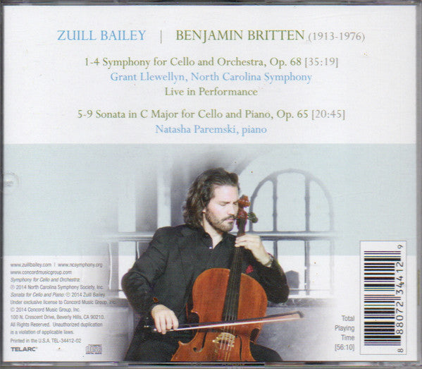 Zuill Bailey, Grant Llewellyn, North Carolina Symphony, Natasha Paremski - Benjamin Britten : Cello Symphony | Cello Sonata (CD)