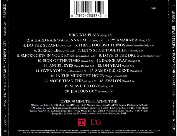 Bryan Ferry / Roxy Music : Street Life - 20 Great Hits (CD, Comp, RE, RM, SRC)