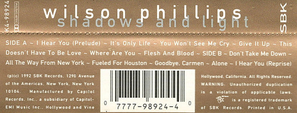 Wilson Phillips : Shadows And Light (Cass, Album, Dol)