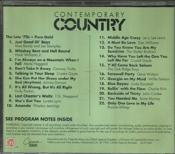 Various : Contemporary Country • The Late '70s • Pure Gold  (CD, Comp, RM)