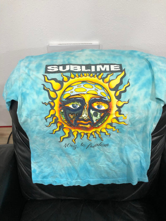 T-Shirt Sublime 40 oz to Freedom Blue Large Ska Punk Reggae Band