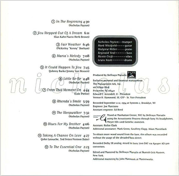 Nicholas Payton : From This Moment (CD, Album, Club)