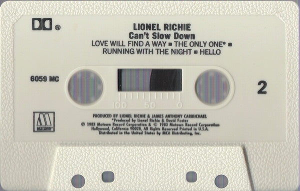 Lionel Richie : Can't Slow Down (Cass, Album, Club)