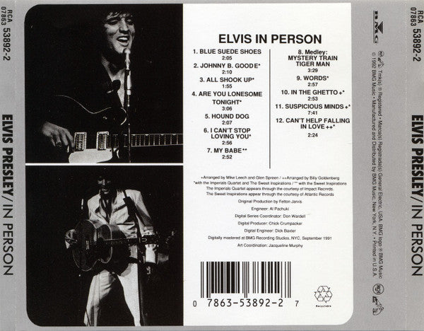 Elvis Presley : Elvis In Person At The International Hotel, Las Vegas, Nevada   (CD, Album)