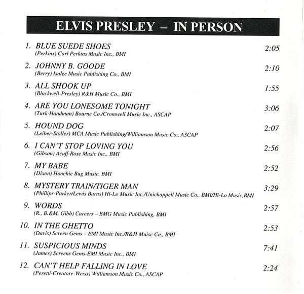 Elvis Presley : Elvis In Person At The International Hotel, Las Vegas, Nevada   (CD, Album)