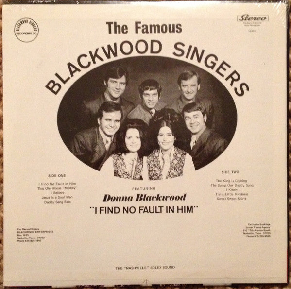 The Blackwood Singers Featuring Donna Blackwood : I Find No Fault In Him (LP)