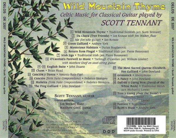 Scott Tennant : Wild Mountain Thyme: Celtic Music For Guitar (CD, Album, Club)
