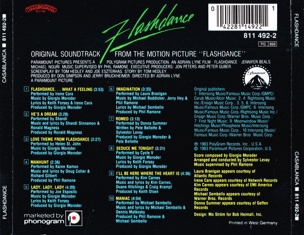 Various : Flashdance (Original Soundtrack From The Motion Picture) (CD, Album, RE)