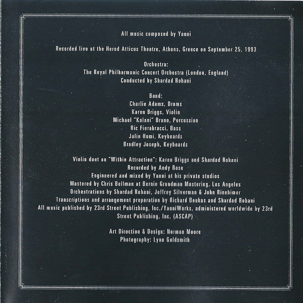 Yanni (2) With The Royal Philharmonic Concert Orchestra : Live At The Acropolis (CD, Album, Dis)