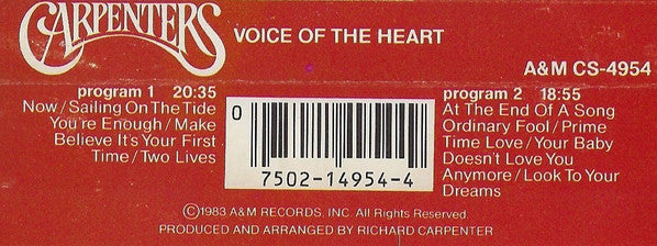 Carpenters : Voice Of The Heart (Cass, Album, Dol)