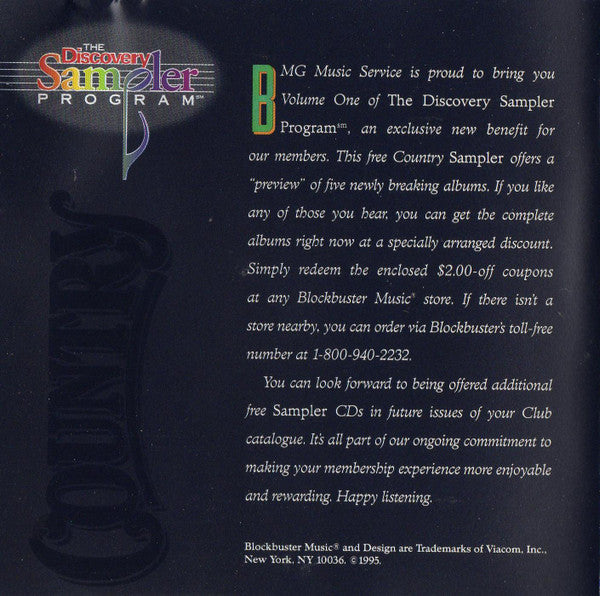 Various : Country (Discovery Sampler Volume One) (CD, Promo, Smplr)