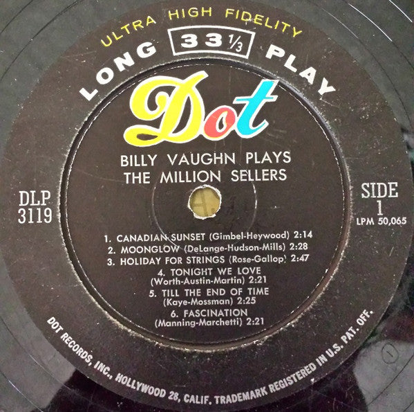 Billy Vaughn : Billy Vaughn Plays The Million Sellers (LP, Album)