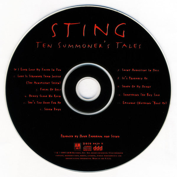 Sting : Ten Summoner's Tales (CD, Album)
