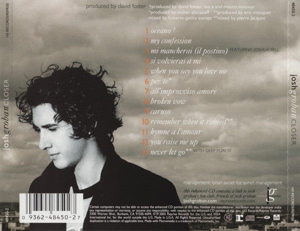 Josh Groban : Closer (CD, Album, Enh, Cin)
