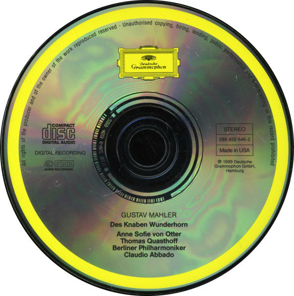 Gustav Mahler - Anne Sofie von Otter, Thomas Quasthoff, Berliner Philharmoniker, Claudio Abbado : Des Knaben Wunderhorn (CD)