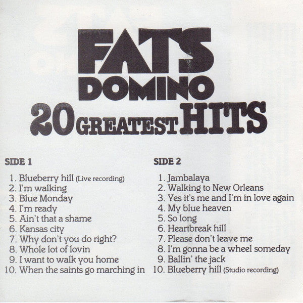 Fats Domino : 20 Greatest Hits (Cass, Comp)