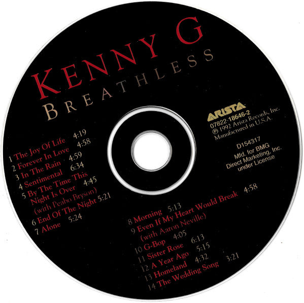 Kenny G (2) : Breathless (CD, Album, Club, SON)