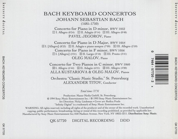 Johann Sebastian Bach - Keyboard Concertos (CD) (VG+) - Endless Media