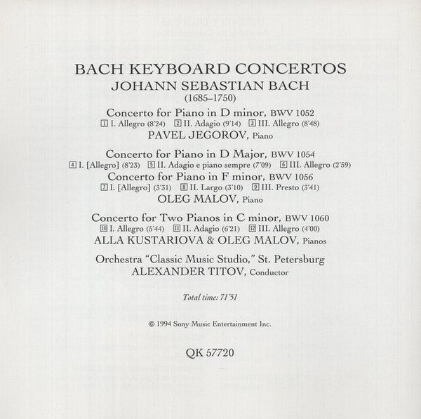 Johann Sebastian Bach - Keyboard Concertos (CD) (VG+) - Endless Media