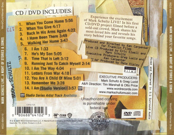 Mark Schultz : Live...A Night Of Stories & Songs (CD, Album + DVD-V, Album, 5.1)